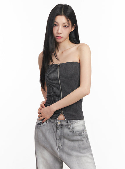 Zip-Up Tube Top IY516