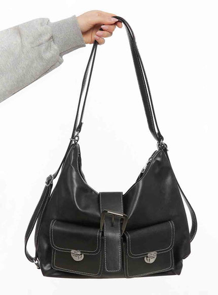 Trendy Double Pocket Shoulder Bag IJ503