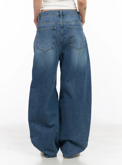 Jieu Vintage-Washed Wide Leg Jeans CM516