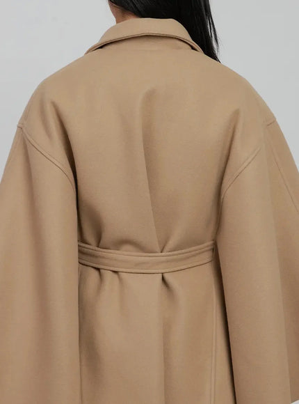 Tie Waist Cape Coat IJ509