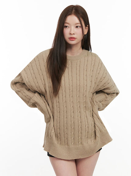 Cable Knit Oversized Sweater IF505