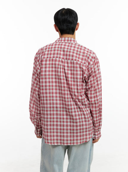 mens-checkered-collared-linen-shirt-cl429