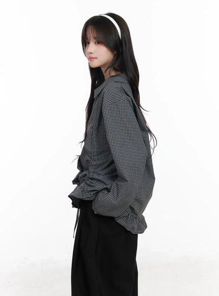 oversized-checkered-drawstring-shirt-cm531
