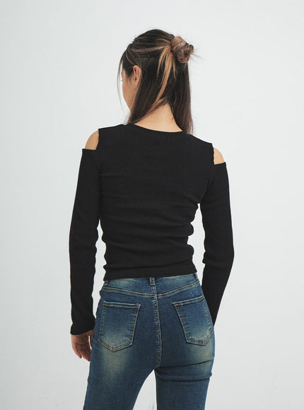 Livia Open Shoulder Long Sleeve Top CS15