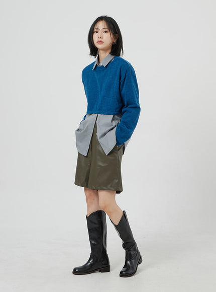 Faux Leather Bermuda Shorts OM303