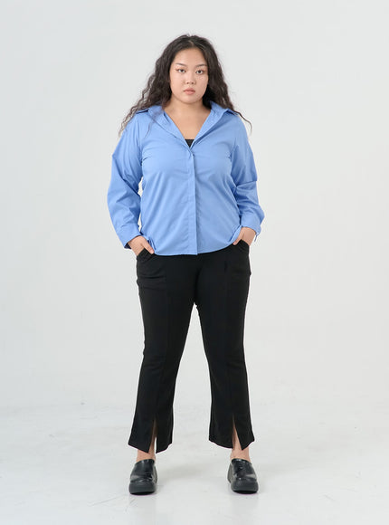 Plus Cotton Bending Bootcut Pants IS05