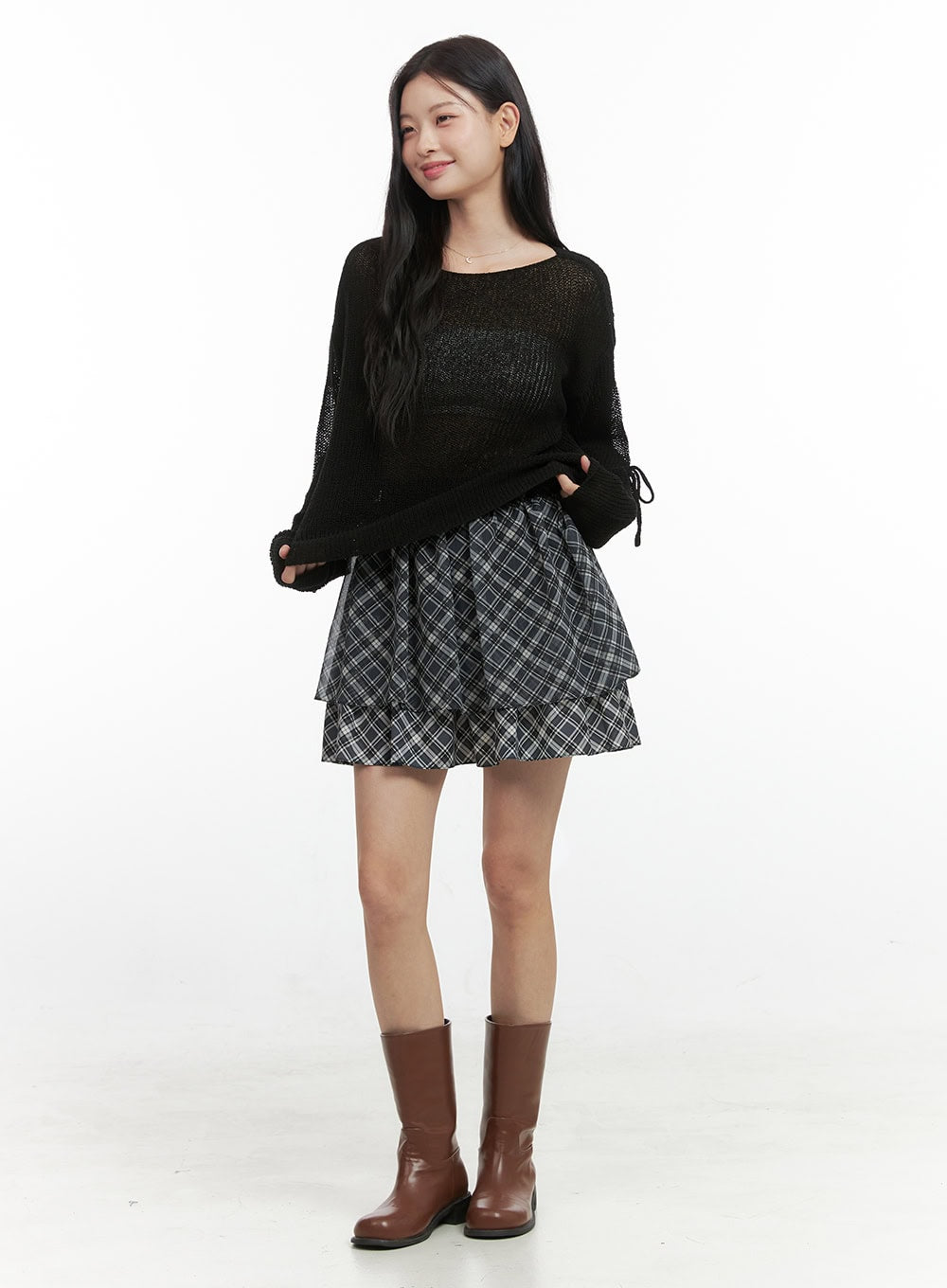 tiered-check-mini-skirt-os423