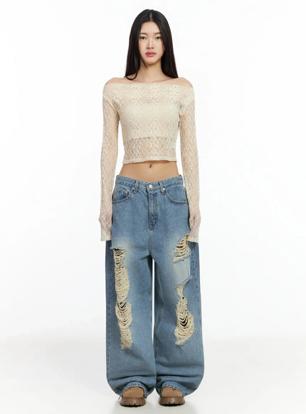 Mariene Distressed Wide Leg Jeans IA508