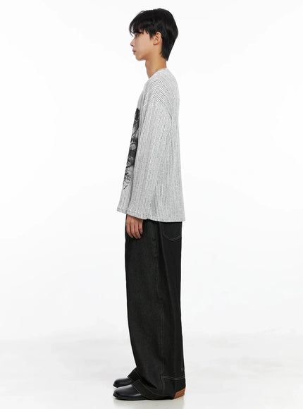 Men's Dark Denim Wide Pants IO516