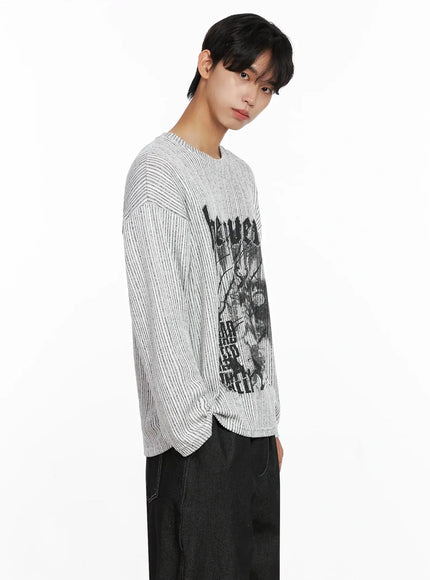 Men's Striped Graphic Knit Long Sleeve IO517