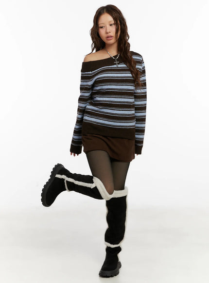 striped-off-shoulder-knit-sweater-cd517