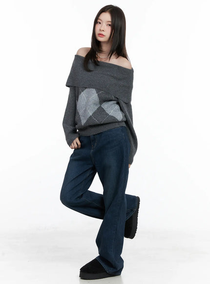 argyle-off-shoulder-knit-sweater-cn518