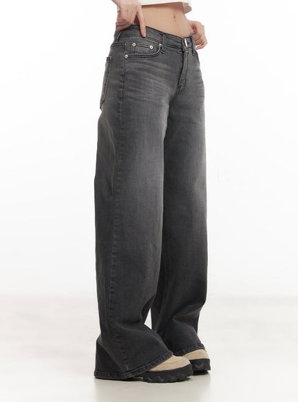 Mari Washed Mid-Rise Wide-Leg Jeans CM528