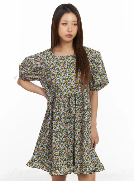 floral-puff-sleeve-babydoll-dress-iy501