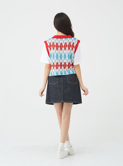Vintage Color Denim Mini Skirt BG04