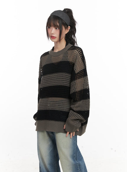 Chic Striped Mesh Sweater CJ524