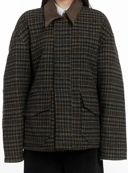 plaid-pocket-collar-jacket-cd529