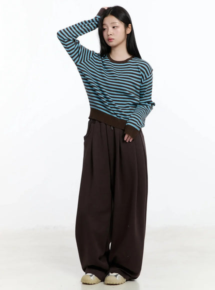 Striped Round Neck Knit Top IM519