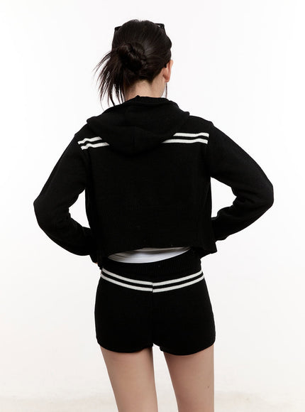 Knitted Striped Zip-Up Hoodie CM507