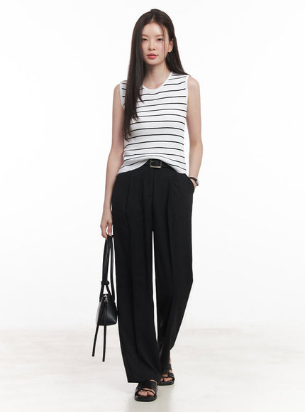 Stripe Slim Sleeveless Top IY509