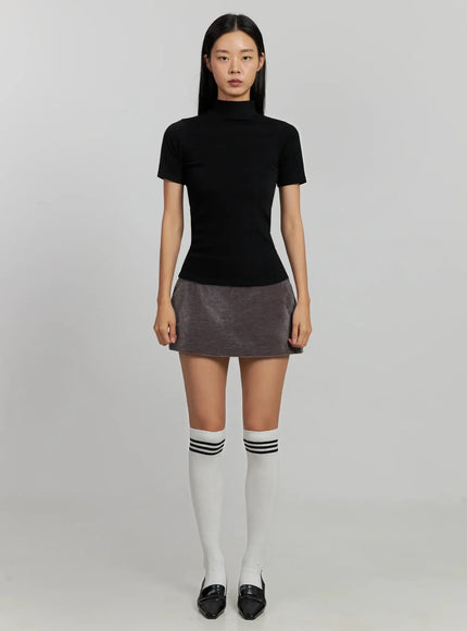 Velvet Low-Rise Mini Skirt IJ502