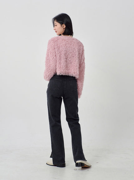 Faux Fur Button Cardigan OD26