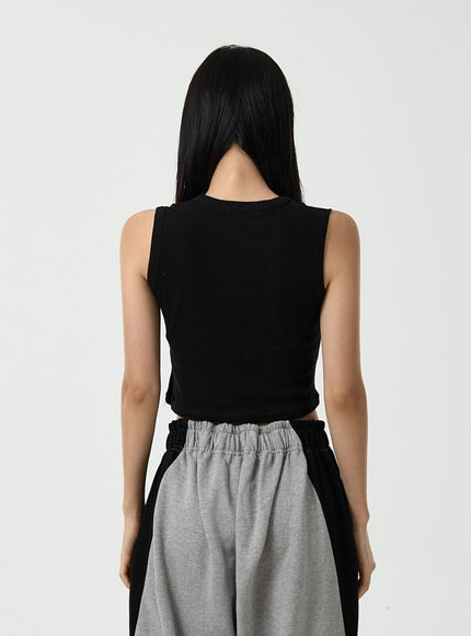 Basic Ribbed Cropped Tank Top CU13