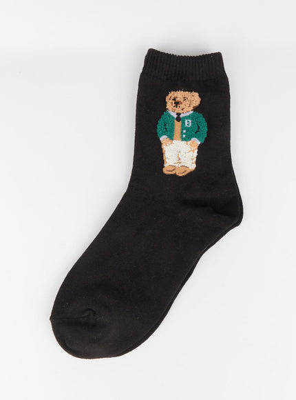 cuddle-standing-bear-socks-im531 / Black