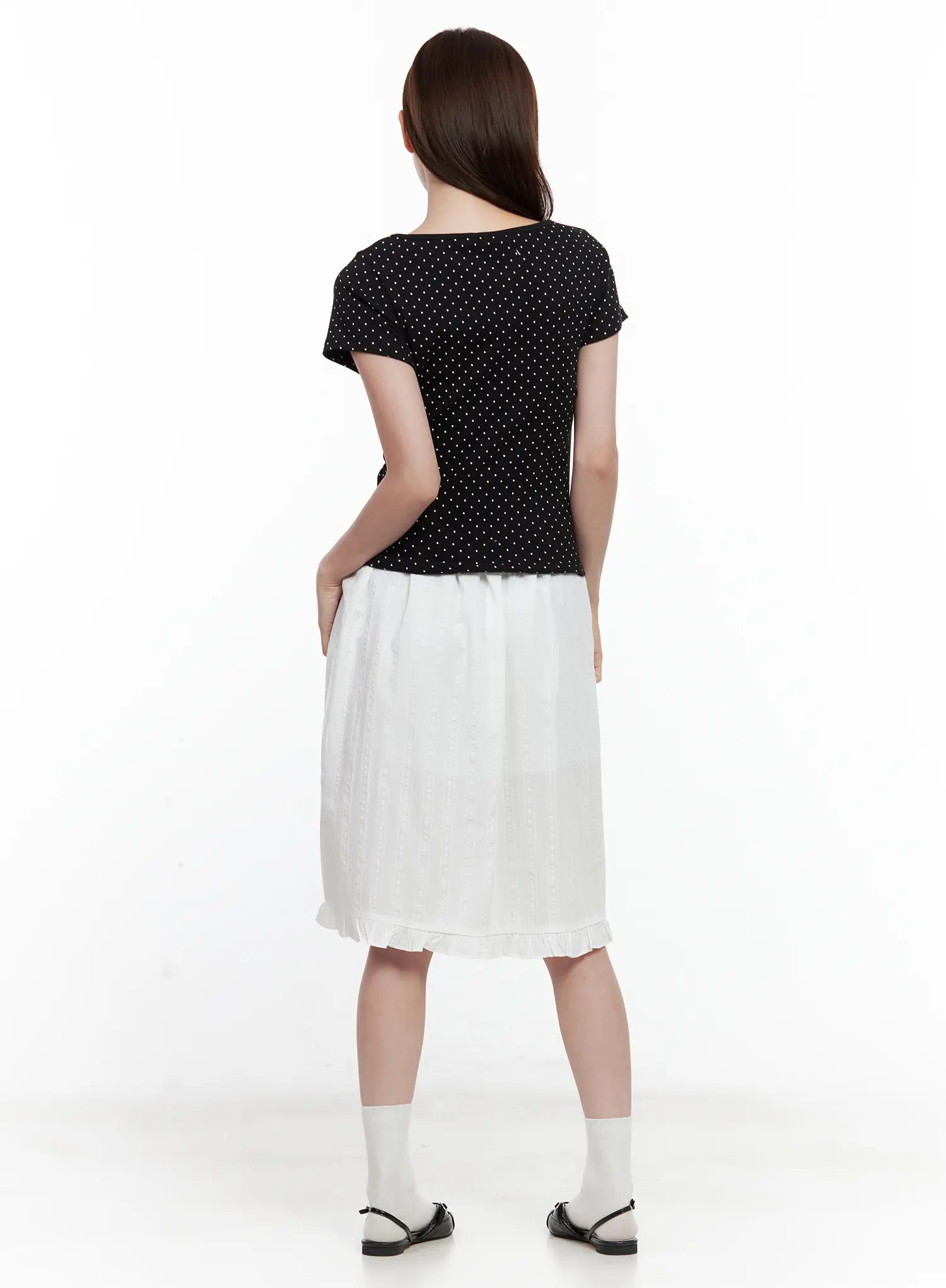 polka-dot-shirred-v-neck-top