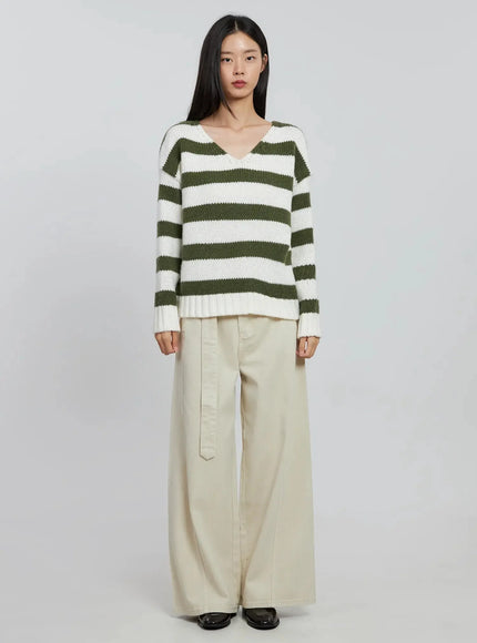 Wide Leg Cotton Belted Trousers IO530