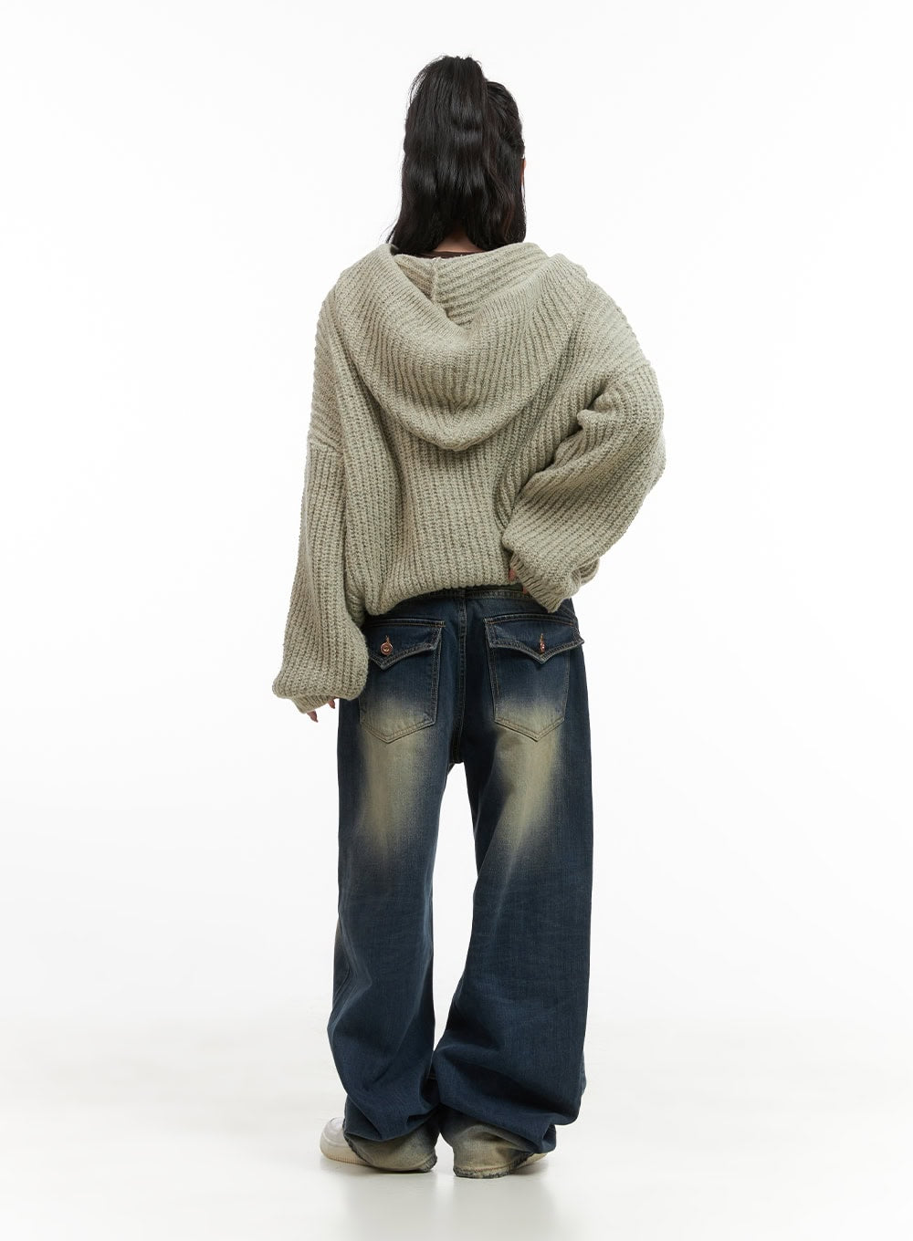 【BAON】[unisex] Keben Stripe Over Knit Hood Zip-Up IK2EFMK681AGR_01.jpg