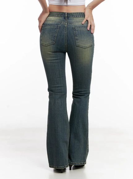 Yoori Vintage-Wash Flare Jeans CL518