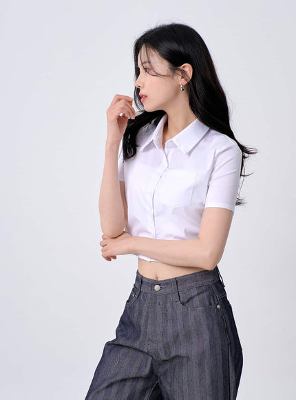Slim Fit Cropped Shirt OM330