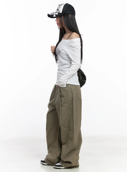 Pintuck Wide-Leg Pants CJ530