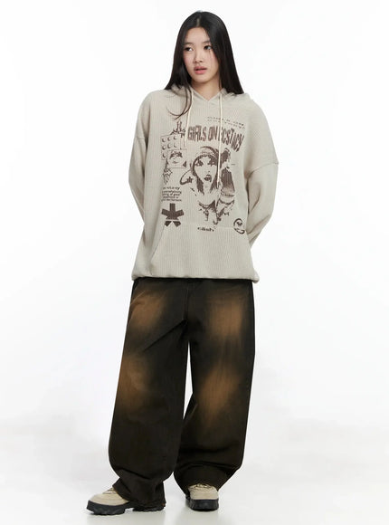 Ribbed Graphic Knit Hoodie IM502