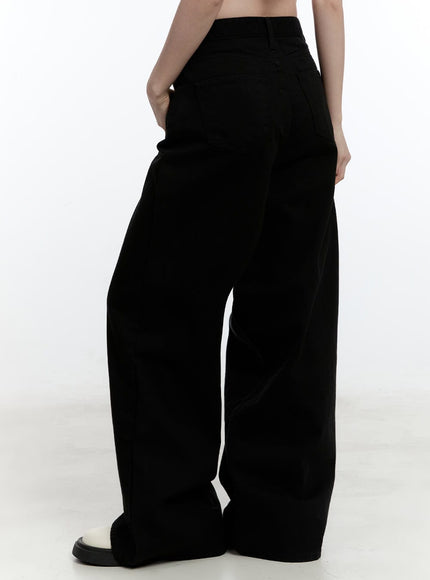 Solid Cotton Wide-Leg Trousers CM521
