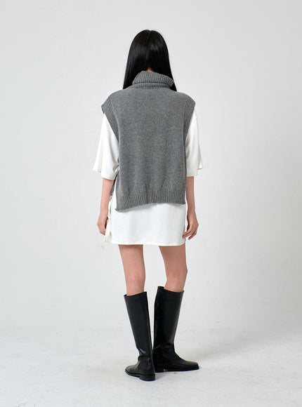 Turtleneck Cashmere Wool Vest OD01