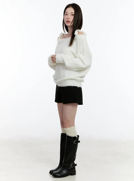 Double Strap Off-Shoulder Knit Top ID510