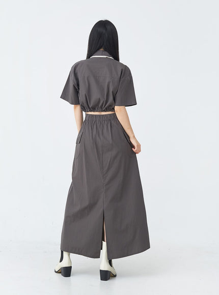 Drawstring Cropped Shirt UU1407