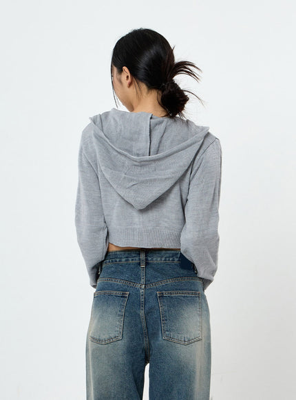 Knit Crop Hoodie Zip Up CS28