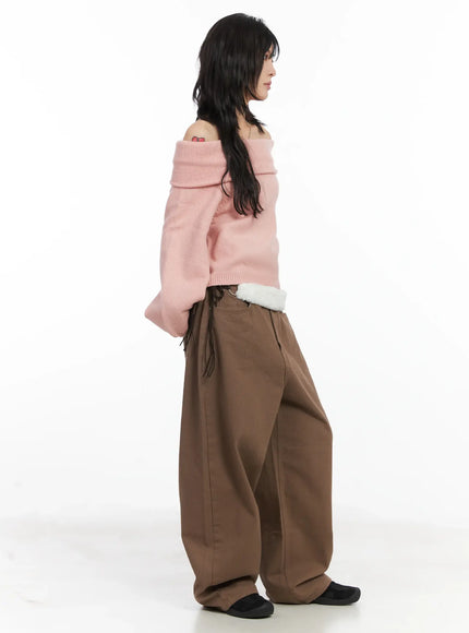 Cozy Off-Shoulder Knit Sweater CN528