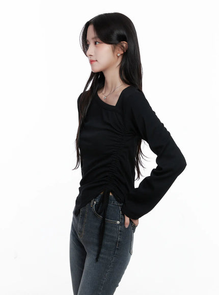 asymmetrical-neck-ruched-top-cs523