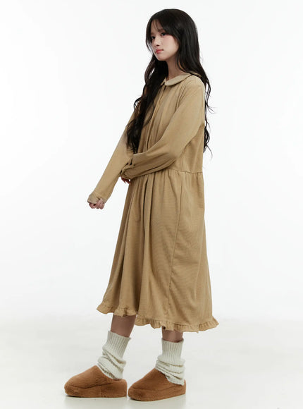 collared-corduroy-long-sleeve-maxi-dress-cd523