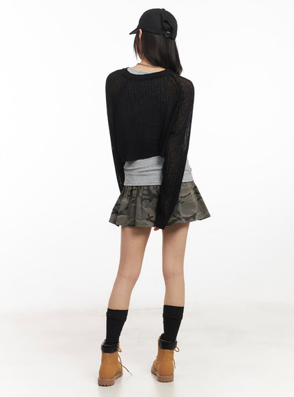 Knit Mesh Bolero Top CA522