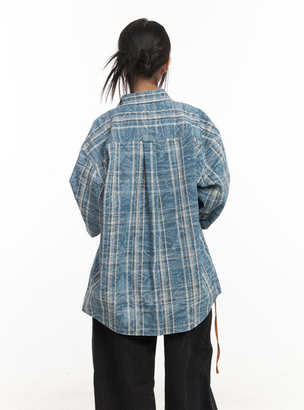 Damaged-Effect Oversized Flannel CF518