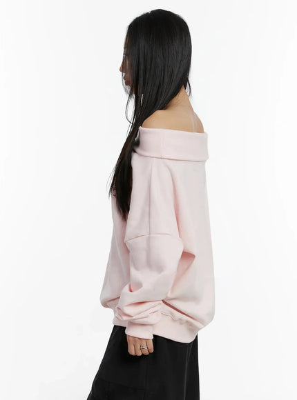 Off-Shoulder Graphic Sweatshirt ID525