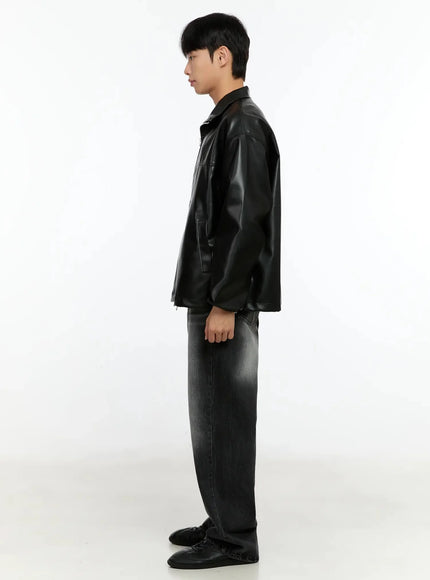 Men's Oversized Faux Leather Jacket IN506