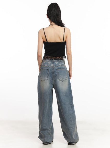 Ginny Washed Wide-Leg Jeans CA514