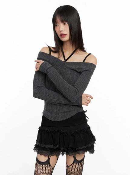 Off-Shoulder V-Neck Top IN503