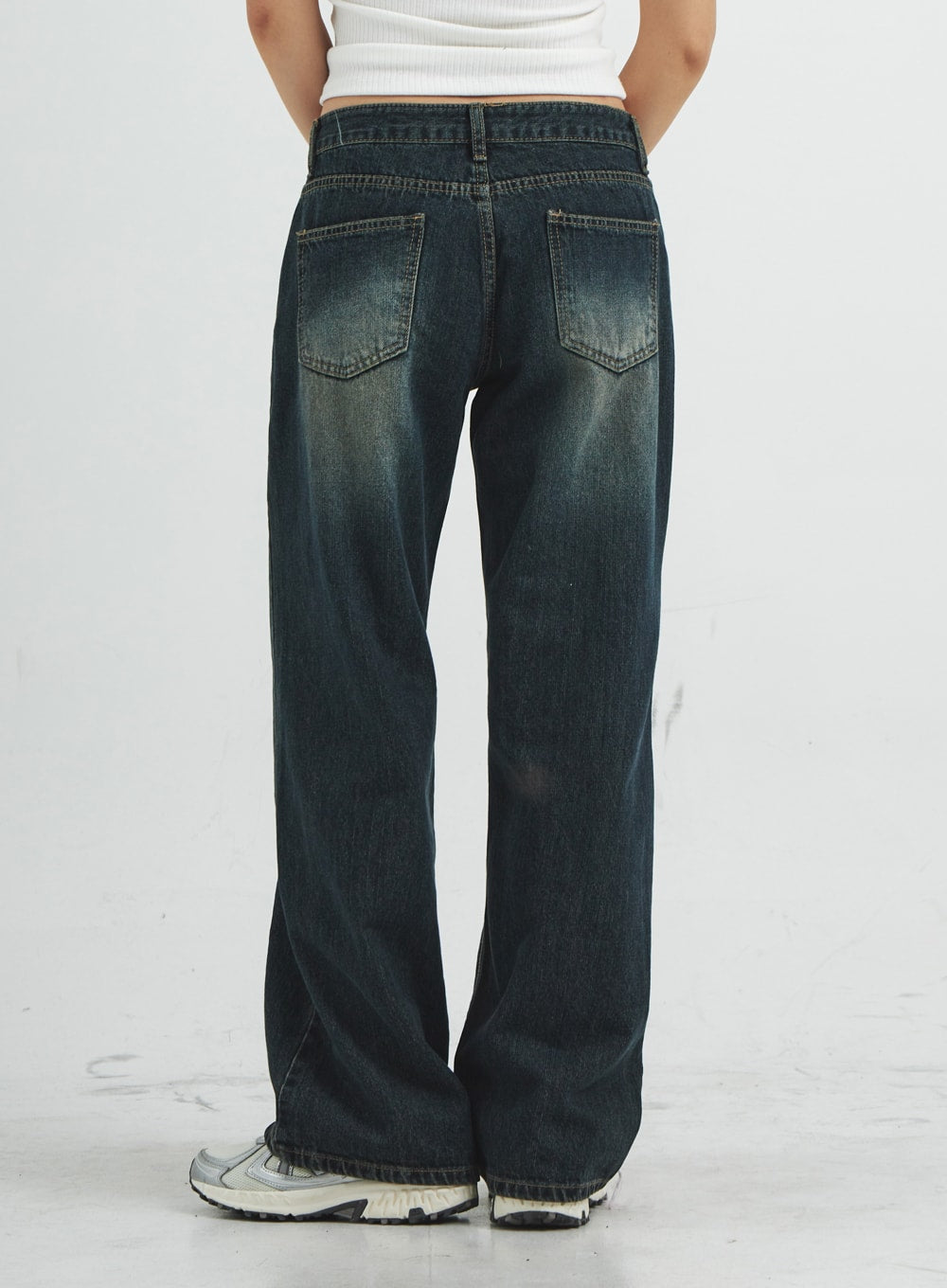 Low Rise Washing Wide Jeans CS14 - Korean Women's Fashion